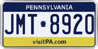 PA license plate JMT8920