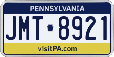 PA license plate JMT8921