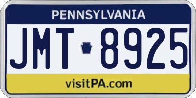 PA license plate JMT8925