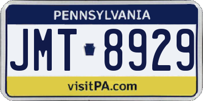 PA license plate JMT8929