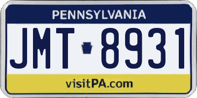 PA license plate JMT8931