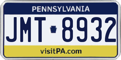 PA license plate JMT8932