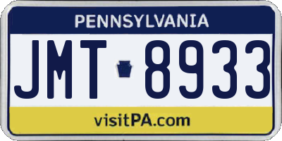 PA license plate JMT8933