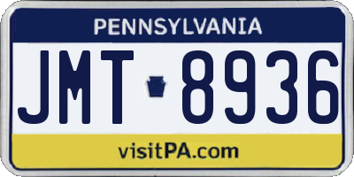 PA license plate JMT8936