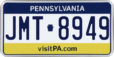 PA license plate JMT8949