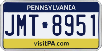 PA license plate JMT8951