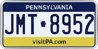PA license plate JMT8952