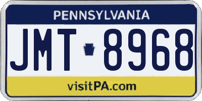 PA license plate JMT8968