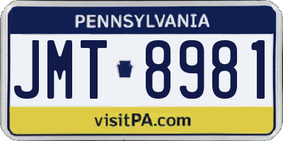 PA license plate JMT8981