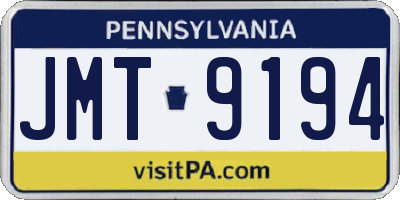 PA license plate JMT9194
