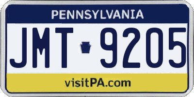 PA license plate JMT9205