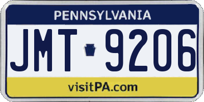 PA license plate JMT9206