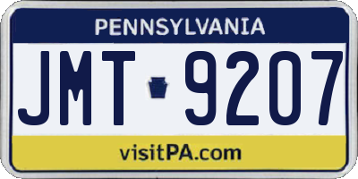 PA license plate JMT9207