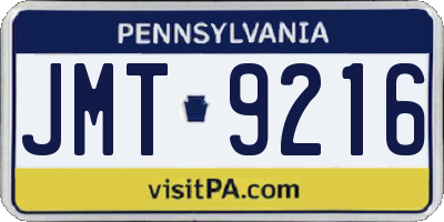 PA license plate JMT9216