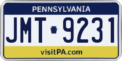 PA license plate JMT9231