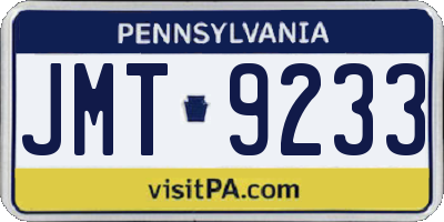 PA license plate JMT9233