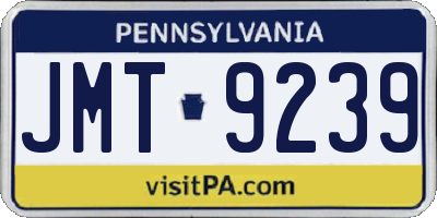 PA license plate JMT9239