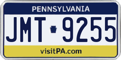 PA license plate JMT9255