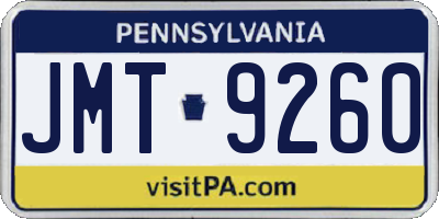 PA license plate JMT9260