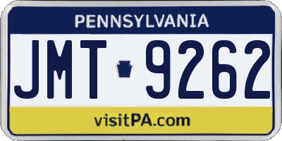 PA license plate JMT9262