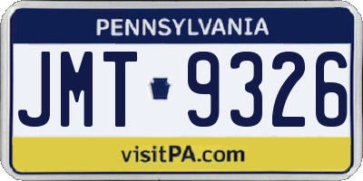 PA license plate JMT9326