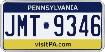 PA license plate JMT9346