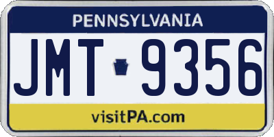 PA license plate JMT9356