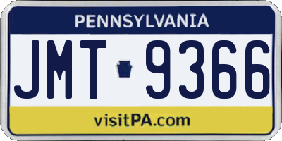 PA license plate JMT9366