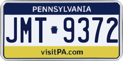 PA license plate JMT9372