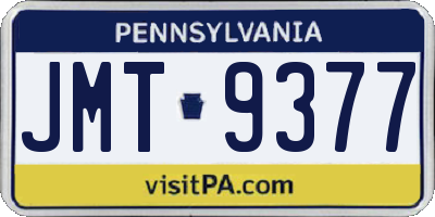 PA license plate JMT9377