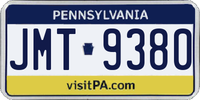 PA license plate JMT9380