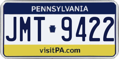 PA license plate JMT9422