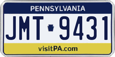 PA license plate JMT9431