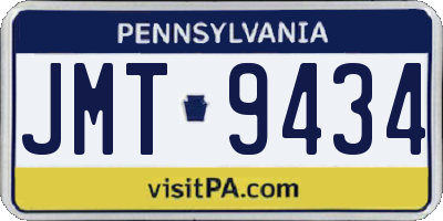 PA license plate JMT9434