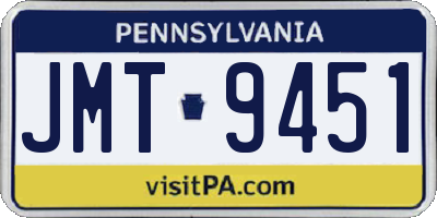 PA license plate JMT9451