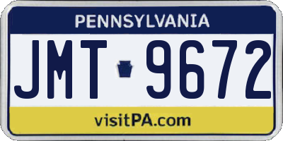 PA license plate JMT9672