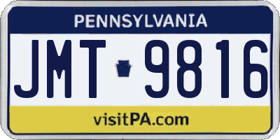 PA license plate JMT9816