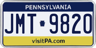 PA license plate JMT9820