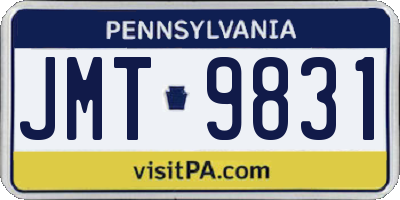PA license plate JMT9831