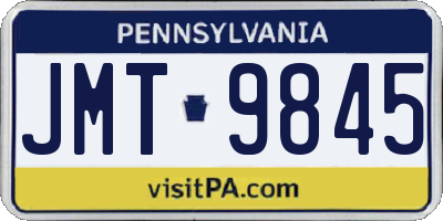 PA license plate JMT9845