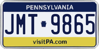 PA license plate JMT9865