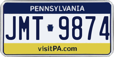 PA license plate JMT9874