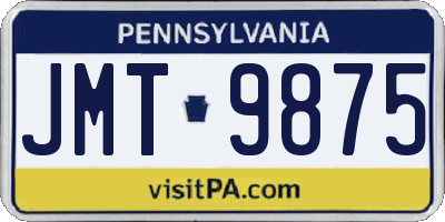 PA license plate JMT9875