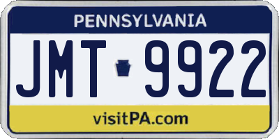 PA license plate JMT9922