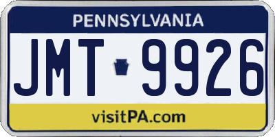 PA license plate JMT9926
