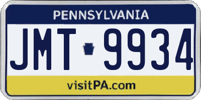 PA license plate JMT9934