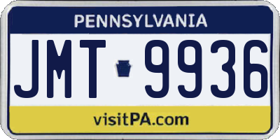 PA license plate JMT9936