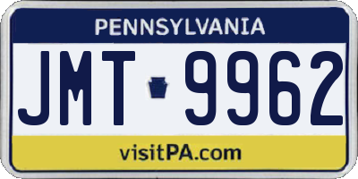 PA license plate JMT9962