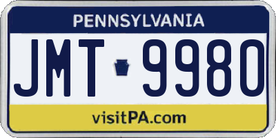 PA license plate JMT9980