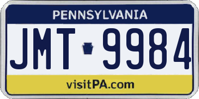 PA license plate JMT9984